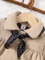 Baby Girls' Cute Casual Polka Dot Scarf And Fleece Jacket With Curved Collar