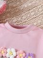 Baby Girls Floral Patched Sweatshirt