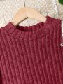 Tween Girl Solid Ribbed Knit Split Thigh Dress