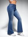 SHEIN ICON Flared Jeans With Wash Processing