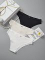 3pcs/Set Metal Decoration Ice Silk Triangle Underwear