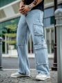 Men Flap Pocket Side Cargo Jeans