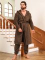 Men'S Solid Color Plush Home Suit