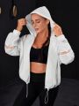 Drawstring Hooded Sports Jacket