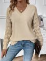 V-neckline Drop Shoulder Casual Pullover Sweater