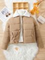 1pc Women's Plush Collar Warm Coat For Winter