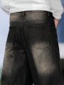 Men'S Wide Leg Jeans Washed By Water