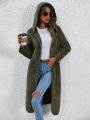 SHEIN Essnce Women's Long Sleeve Hooded Plush Coat