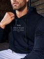 Men'S Hooded Sportswear With Printed Text Design