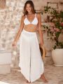 SHEIN Swim BohoFeel Women's Lace Edge Cardigan & Trousers Set