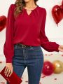 EMERY ROSE Valentine's Day Women Puff Sleeve Shirt, Long-Sleeved Blouse