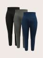 Plus 3pcs Wideband Waist Sports Leggings