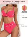 SHEIN DD+ Solid Color Criss Cross Swimsuit Set