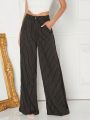 Luxe SHEIN ICON Striped Print Slant Pocket Wide Leg Pants