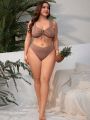 SHEIN Swim Vcay Plus Size Women's Smocked Wide Strap Swimsuit Suit