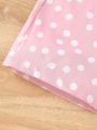 SHEIN Kids EVRYDAY Toddler Girls' Polka Dot Puff Sleeve Playsuit With Ruffle Hem
