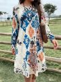 Plus Size Vintage Printed Casual Dress