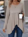 Flounce Sleeve Asymmetrical Hem Blouse