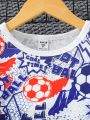 Big Boys' Football Print T-shirt And Jogger Pants Home Wear Set