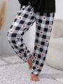 Plus Size Versatile Black And White Checkered Heart Pajamas