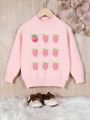 Young Girl Strawberry Pattern Sweater