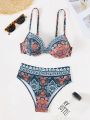 SHEIN Swim BohoFeel All-Over Printed Bikini Swimsuit Set