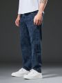 Men Plus Solid Straight Leg Jeans