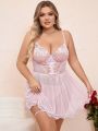 Plus Size Sexy Lingerie Dress + T-Back Panties + Leg Garter (Valentine'S Day Edition)