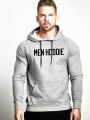 Daily&Casual Men'S Letter Printed Raglan Sleeve Hooded Sports Sweatshirt