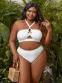 SHEIN Swim Vcay Plus Size Solid Color Swimsuit Set