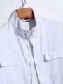 Manfinity EMRG Men's Solid Color Multi-Pocket Workwear Denim Jacket