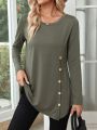 EMERY ROSE Button-Embellished Long-Sleeved T-Shirt