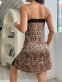 Ladies' Leopard Print Lace Trimmed Sleepwear