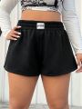 SHEIN Coolane Plus Letter Patched Detail Shorts