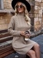 SHEIN Frenchy Batwing Sleeve Twist Knit Sweater Dress