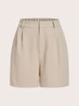 SHEIN BASICS Women'S Solid Color Casual Shorts