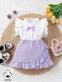 Baby Girl's Elegant Double Layered Ruffle Top And Stylish Skirt