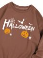 Halloween Print Drop Shoulder Sweatshirt