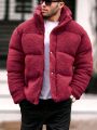 Manfinity Men's Solid Color Plush -padded Coat