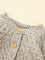 Baby Girl Raglan Sleeve Cable Knit Jumpsuit