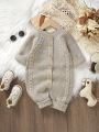 Baby Girl Raglan Sleeve Cable Knit Jumpsuit