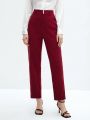 SHEIN BIZwear Ladies' Solid Color Slim Fit Cropped Pants