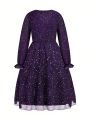 Teen Girl'S Gorgeous & Romantic Medium-Length V-Neck Dress For Holidays/Events