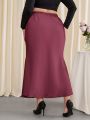 SHEIN Privé Plus Size Elegant Mermaid Hem Midi Skirt