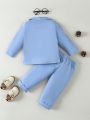 Baby Boy Blazer & Pants & Bow Front Shirt