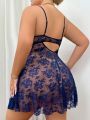 Plus Size Hollow Out Lace Nightgown