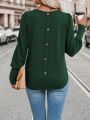 SHEIN LUNE Back Button Decor Long Sleeve T-shirt