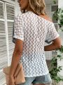 Women's Heart Print Batwing Short Sleeve Casual T-Shirt