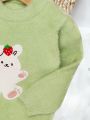 Infant Girls' Cartoon Rabbit Embroidered Long Sleeve Sweater