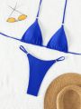 Women's Round Ring Connected Bikini Set With Triangle Cup Separated Design